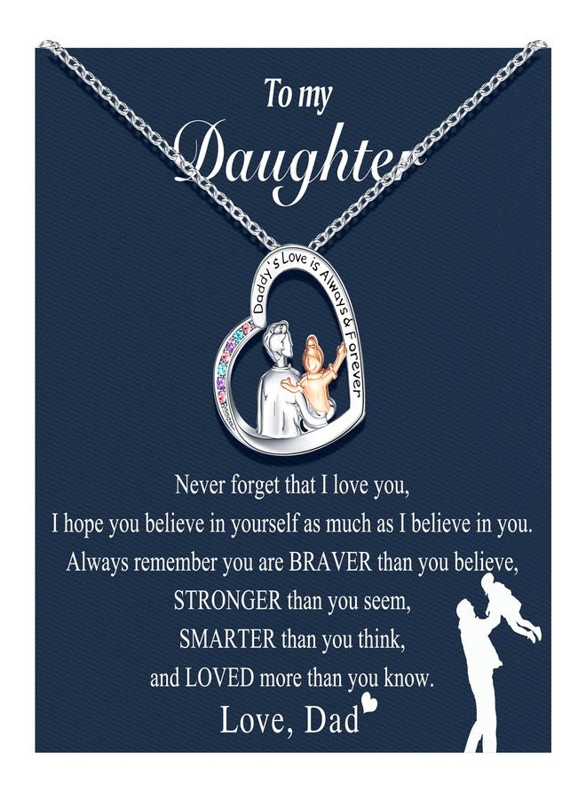UNGENT THEM Daughter Necklace from Dad Daddy Father Valentines Birthday Gifts for Kids Girls Teen Tween Jewelry 8 10 12 13 14 16 11 - Image 1